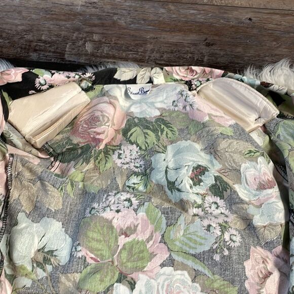 STUART BARRY Vintage Ladies Floral Open Front Jacket Cardigan Short Sleeve - Picture 5 of 7